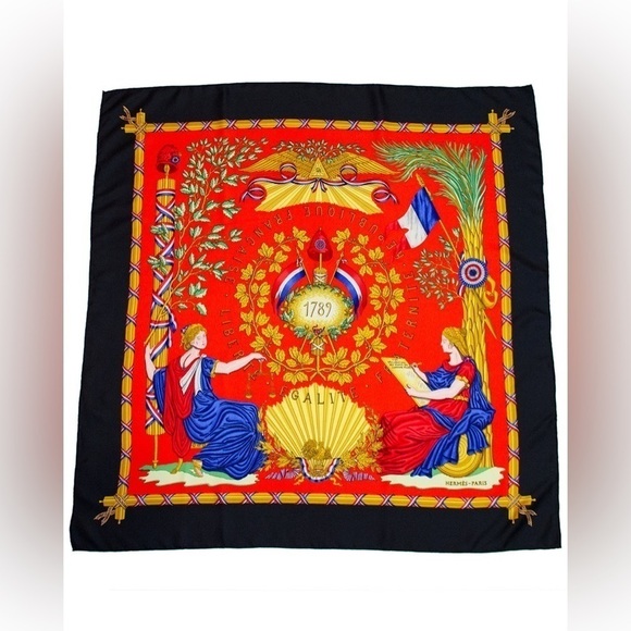 VTG 1989 Hermès Republique Francaise Liberte Egalite Fraternite 1789 Silk Scarf  - Picture 1 of 12